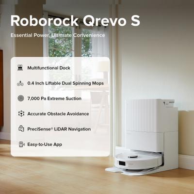 Show full view: Roborock Qrevo S Self-Emptying Smart Robot Vacuum & Mop, White slide 2 of 9