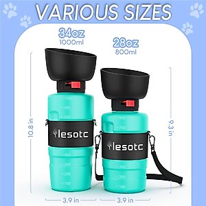 LESOTC Portable Dog Water Bottle, 28-oz