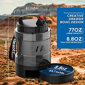 LESOTC Travel Gravity Refill Dog Waterer, 9.6-cup