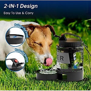 LESOTC Travel Gravity Refill Dog Waterer, 9.6-cup