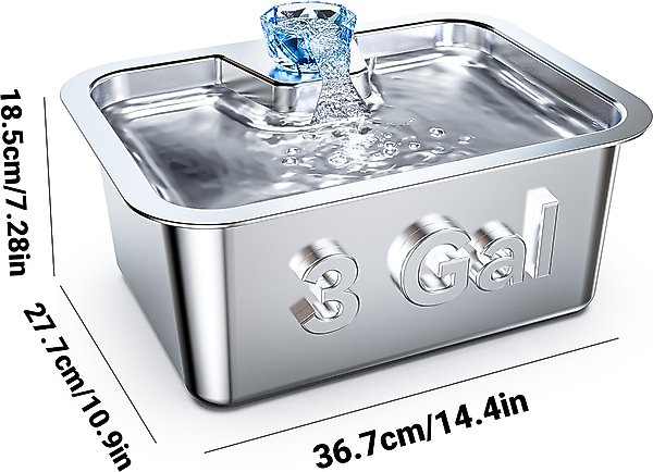 Show full view: PetNF Stainless Steel Dog Water Fountain with 4 Filters, 3-gallon slide 2 of 11