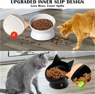 Show full view: PetNF Slanted Elevated Cat Bowl, Black & White, 0.75-cup, 2 count slide 5 of 7
