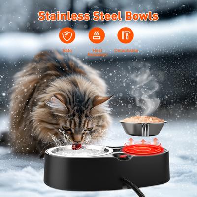 Show full view: PetNF Thermostatic Heated Double Cat Bowl, 2-cup slide 3 of 7