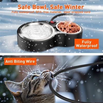 Show full view: PetNF Thermostatic Heated Double Cat Bowl, 2-cup slide 5 of 7
