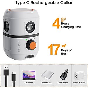 PATPET Rechargeable Ultrasonic Bark Control Dog Repellent