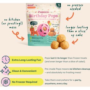 Woof Pupsicle Pops Refills Peanut Butter Birthday Lickable Dog Treats, Large, 7 count