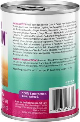 Show full view: Health Extension Grain-Free Savory Beef Stew Wet Dog Food, 12.5-oz can, case of 12 slide 3 of 9