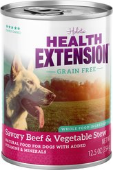 Health Extension Grain-Free Savory Beef Stew Wet Dog Food, 12.5-oz can, case of 12