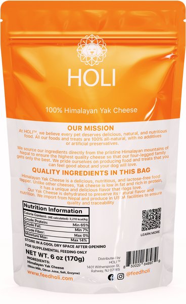 HOLI Himalayan Yak Cheese Dehydrated Dog Food Topper, 6-oz bag
