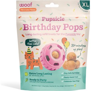 Woof Pupsicle Pops Refills Peanut Butter Birthday Lickable Dog Treats, X-Large, 5 count