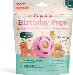 Woof Pupsicle Pops Refills Peanut Butter Birthday Lickable Dog Treats, Large, 7 count