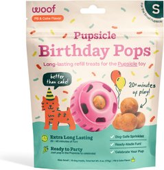 Woof Pupsicle Pops Refills Peanut Butter Birthday Lickable Dog Treats, Small, 10 count