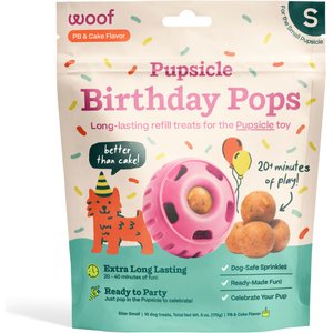 Woof Pupsicle Pops Refills Peanut Butter Birthday Lickable Dog Treats, Small, 10 count
