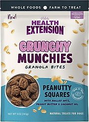 Health Extension Crunchy Munchies Granola Bites Peanutty Squares Dog Treats, 5-oz bag