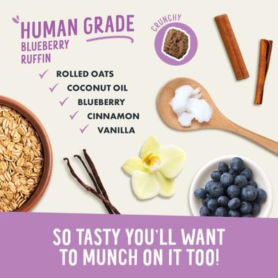 Show full view: Health Extension Crunchy Munchies Granola Bites Blueberry Ruffin Dog Treats, 5-oz bag slide 5 of 8