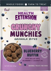 Health Extension Crunchy Munchies Granola Bites Blueberry Ruffin Dog Treats, 5-oz bag
