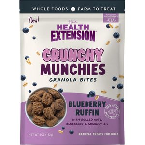 Health Extension Crunchy Munchies Granola Bites Blueberry Ruffin Dog Treats, 5-oz bag