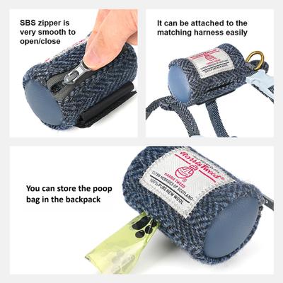 Show full view: Chai's Choice Fashionable Harris Tweed Wool Dog Poop Bag Dispenser, Leash & Harness, Timber Wolf, Small: 11 to 15-in chest slide 7 of 10