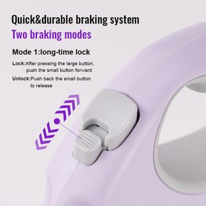 Chai's Choice Reflective Hands-Free Retractable Leash, Lavender/Gray, Small: 16-ft long, 1/3-in wide