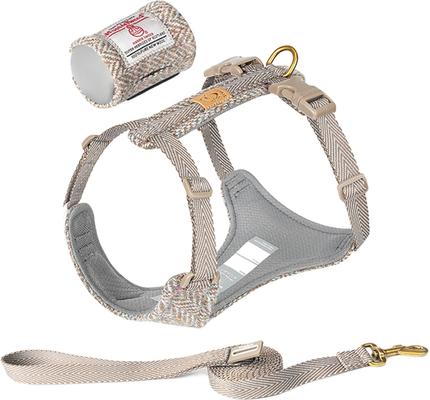 Show full view: Chai's Choice Fashionable Harris Tweed Wool Dog Poop Bag Dispenser, Leash & Harness, Timber Wolf, Small: 11 to 15-in chest slide 2 of 10