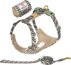 Chai's Choice Fashionable Harris Tweed Wool Dog Poop Bag Dispenser, Leash & Harness, Pesto, Small: 11 to 15-in chest slide 2 of 9