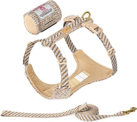 Show full view: Chai's Choice Fashionable Harris Tweed Wool Dog Poop Bag Dispenser, Leash & Harness, Desert Sand, Large: 15 to 21.5-in chest slide 2 of 10