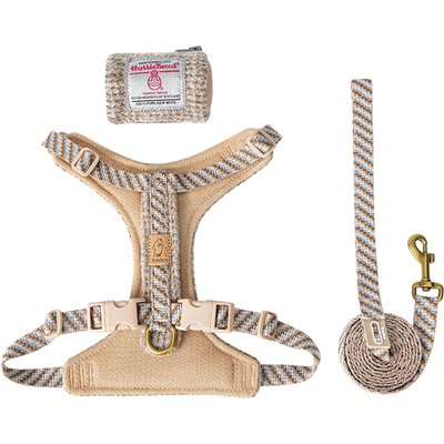 Chai's Choice Chai's Choice Fashionable Harris Tweed Wool Dog Poop Bag Dispenser, Leash & Harness, Desert Sand, Small: 11 to 15-in chest