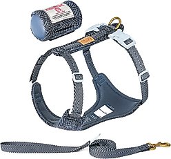 Chai's Choice Fashionable Harris Tweed Wool Dog Poop Bag Dispenser, Leash & Harness, Dark Denim, Medium: 13 to 16.5-in chest slide 2 of 9