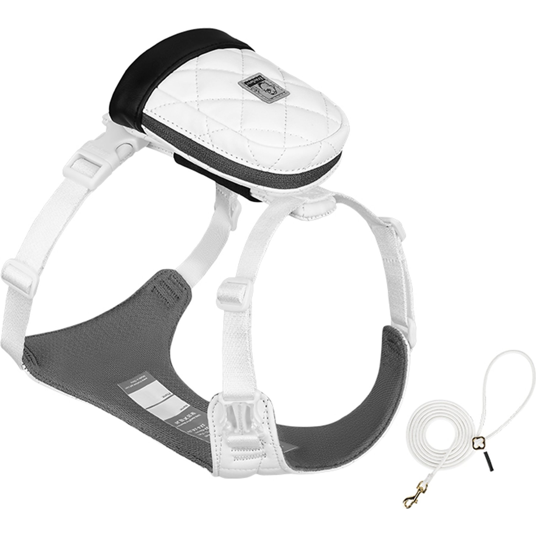 Chai's Choice Stylish Dog Backpack, Leash & Harness, White, Large: 15 to 21.5-in chest