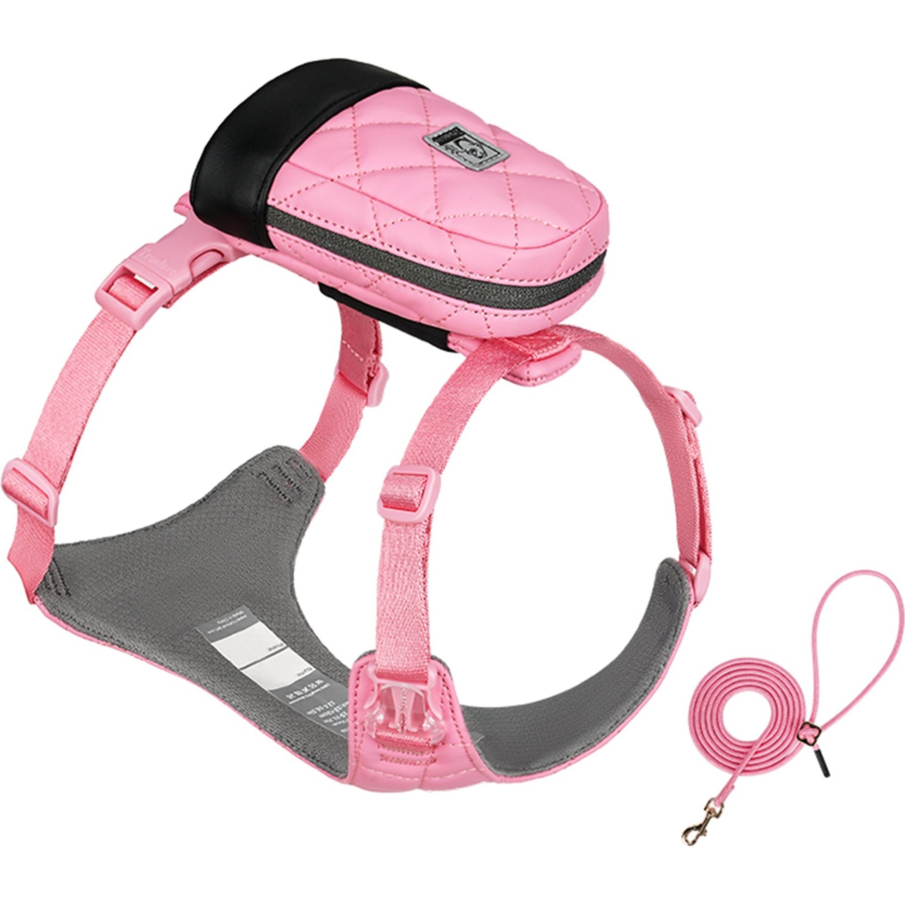 Chai's Choice Stylish Dog Backpack, Leash & Harness, Pink, Small: 11 to 15-in chest