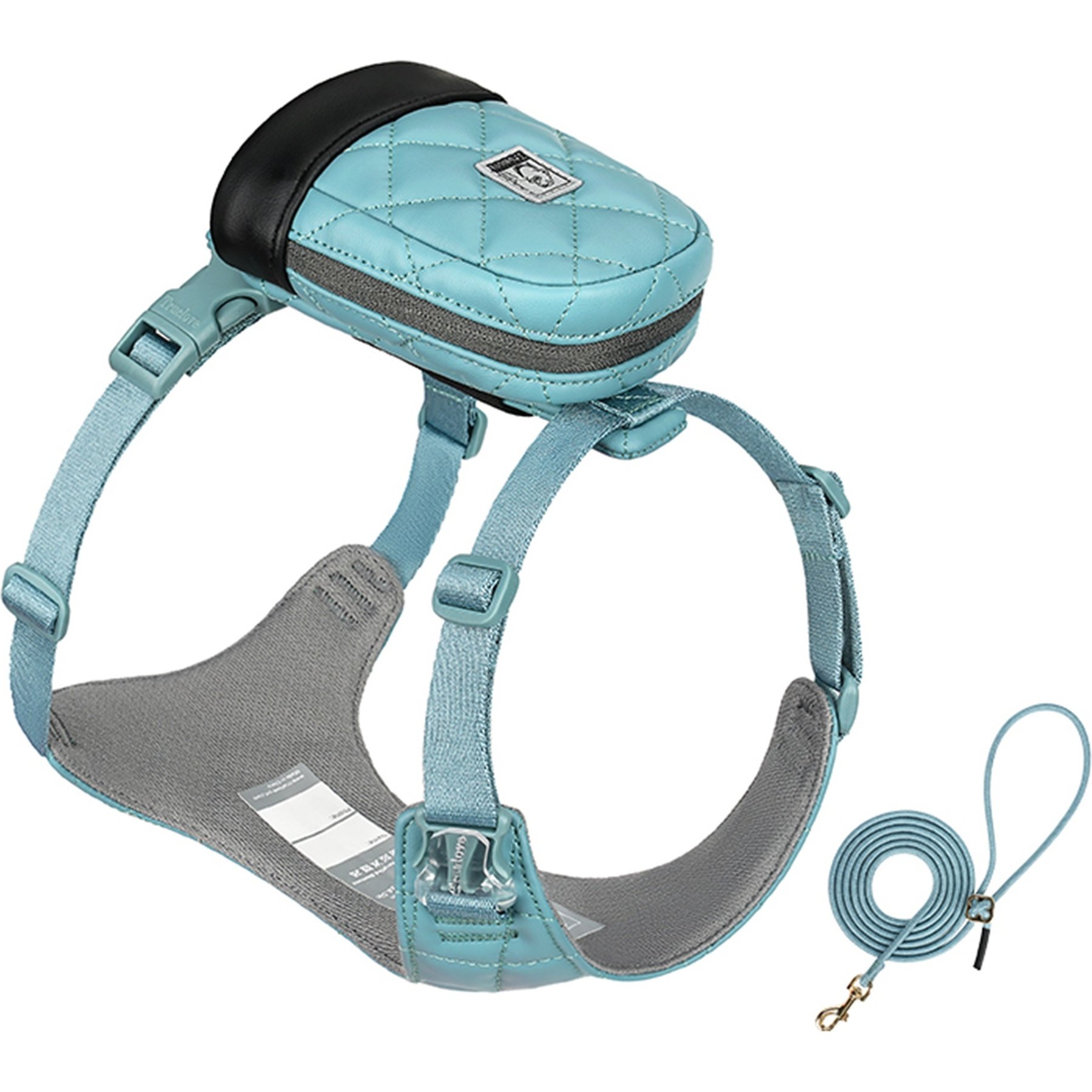 Chai's Choice Stylish Dog Backpack, Leash & Harness, Turquoise, Medium: 13 to 16.5-in chest