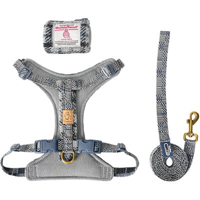 Chai's Choice Chai's Choice Fashionable Harris Tweed Wool Dog Poop Bag Dispenser, Leash & Harness, Paloma, Medium: 13 to 16.5-in chest