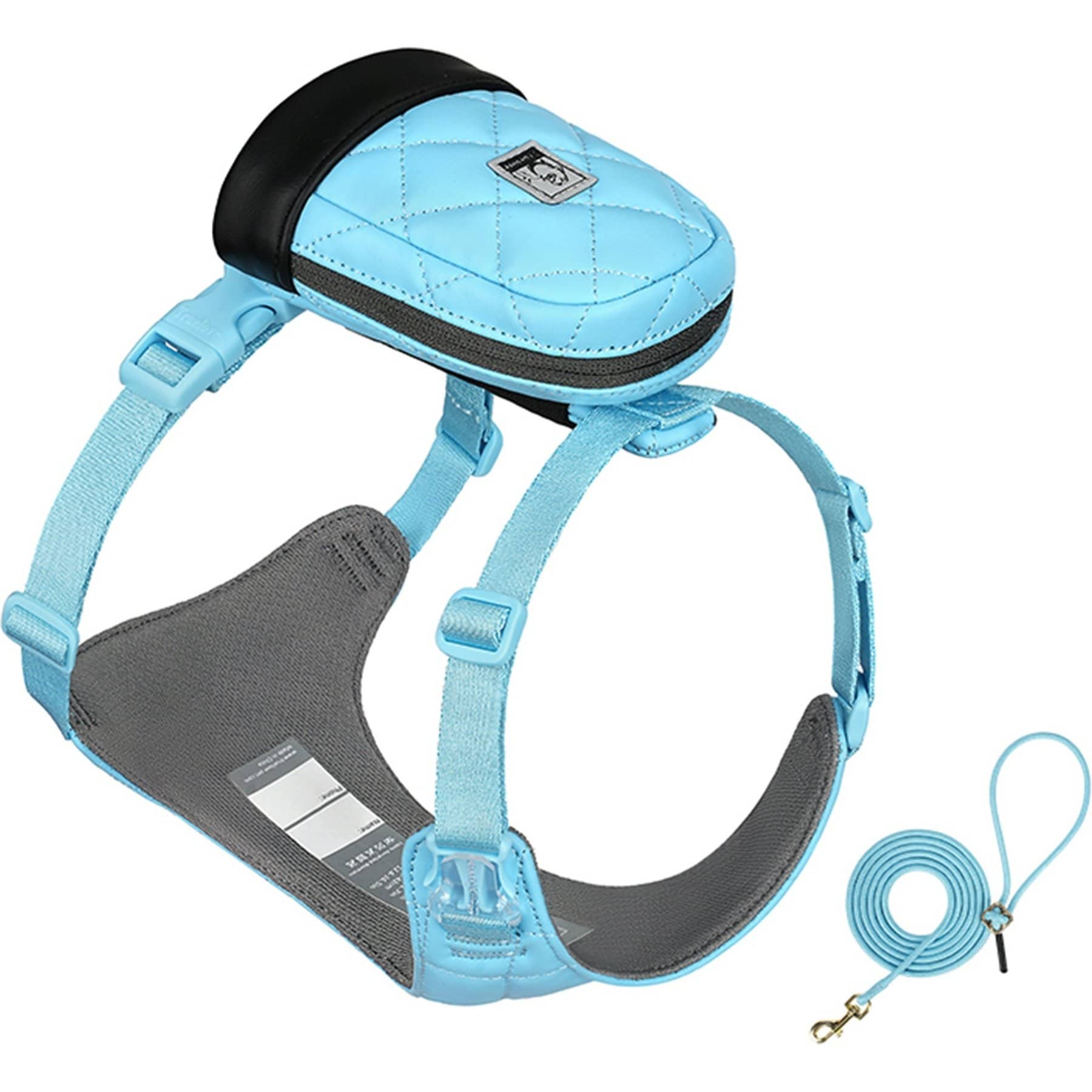Chai's Choice Stylish Dog Backpack, Leash & Harness, Blue, Medium: 13 to 16.5-in chest