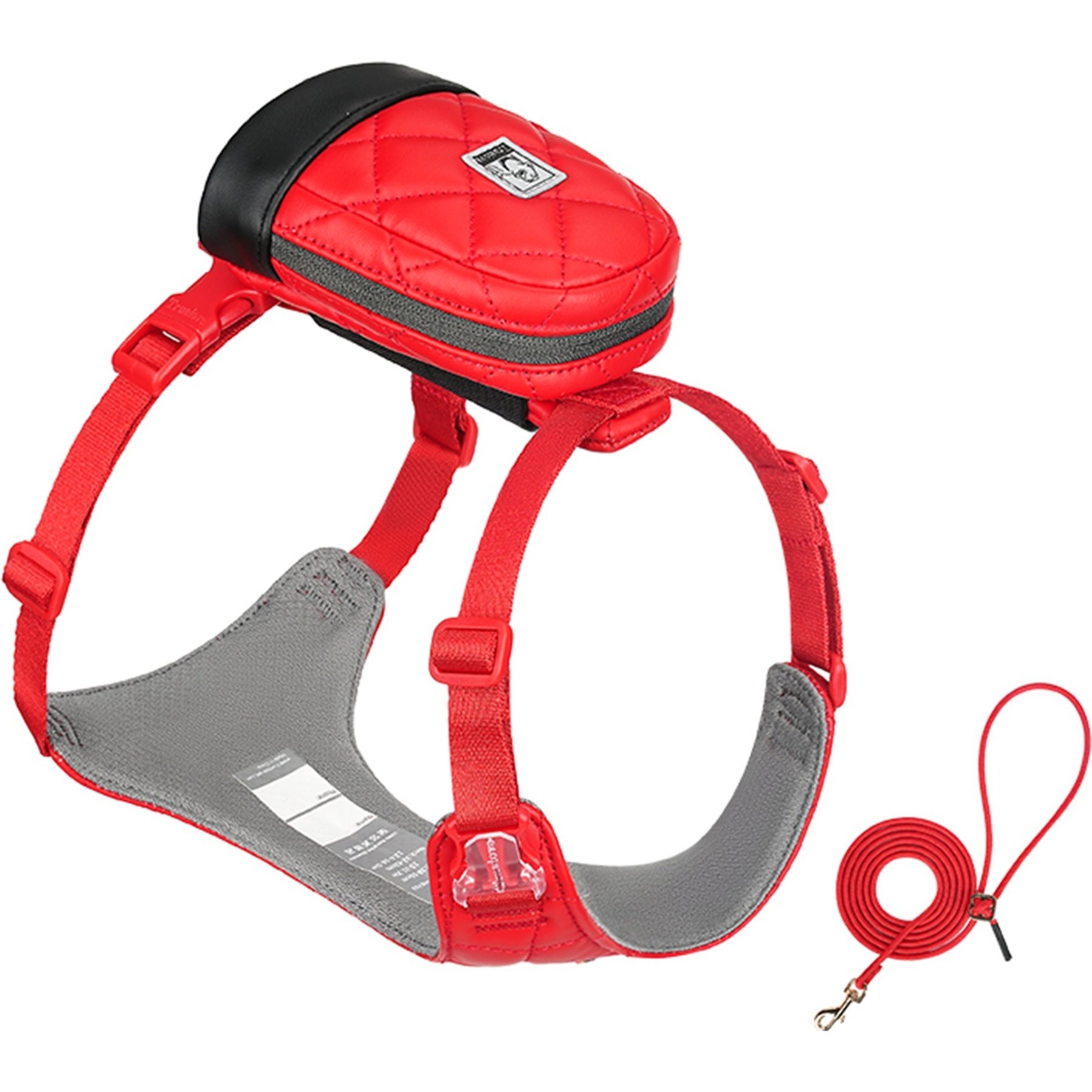 Chai's Choice Stylish Dog Backpack, Leash & Harness, Red, Medium: 13 to 16.5-in chest