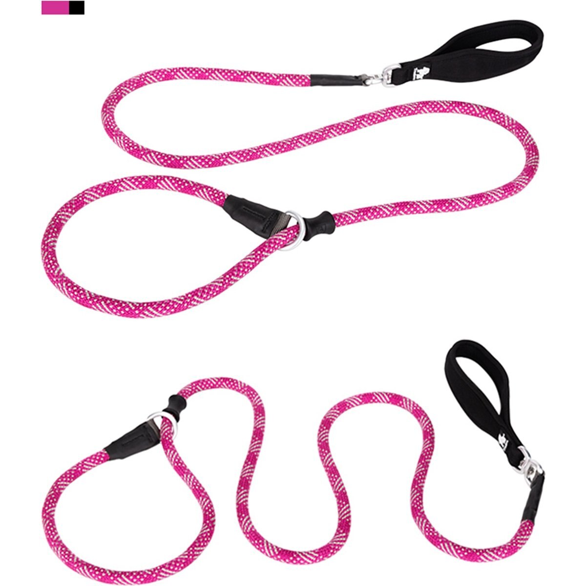 Chai's Choice Training Rope Dog Slip Leash, Large: 6-ft long, 7/16-in wide, Fuchsia