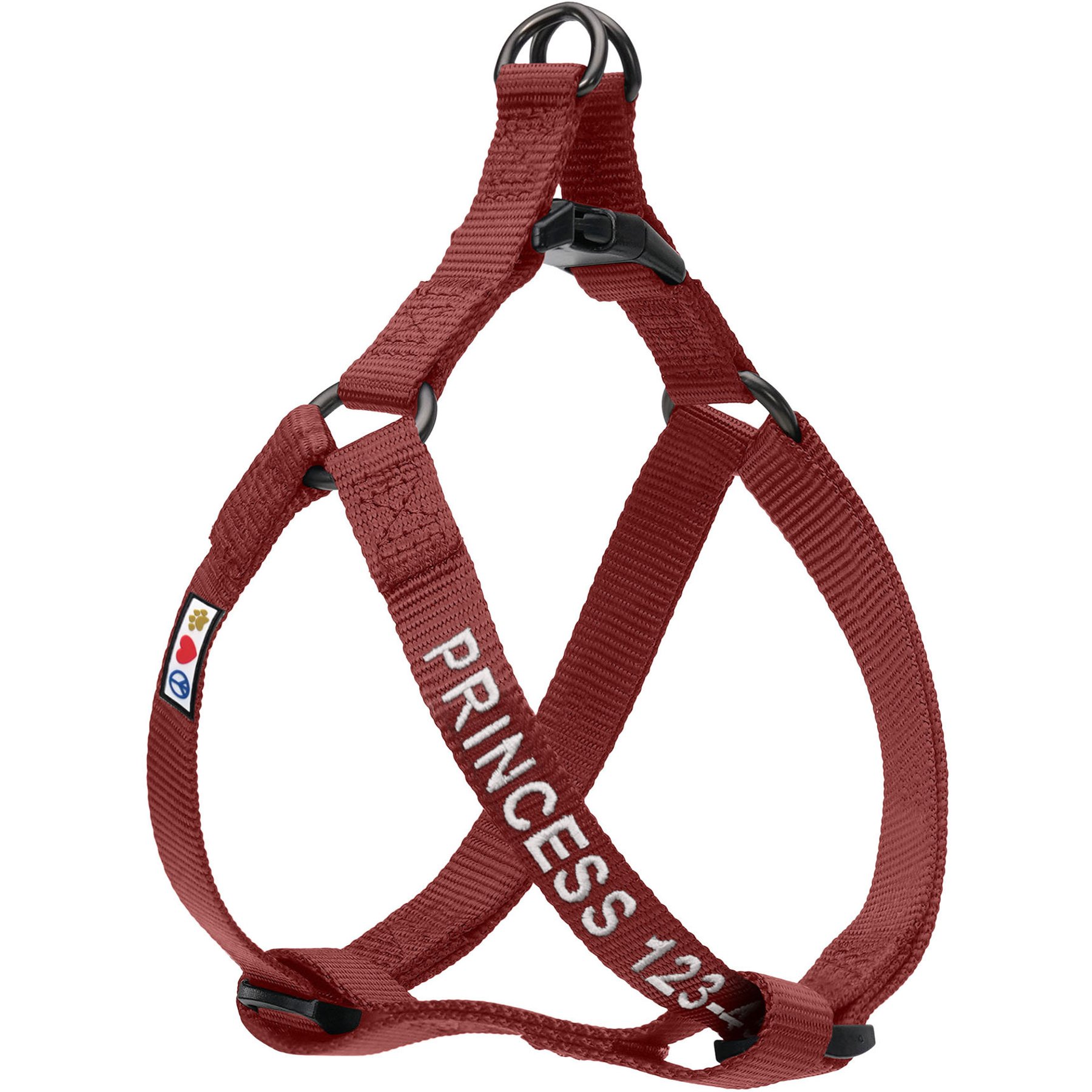 Pawtitas Solid Personalized Dog Harness, Marsala Brown, Medium: 18 to 28-in chest