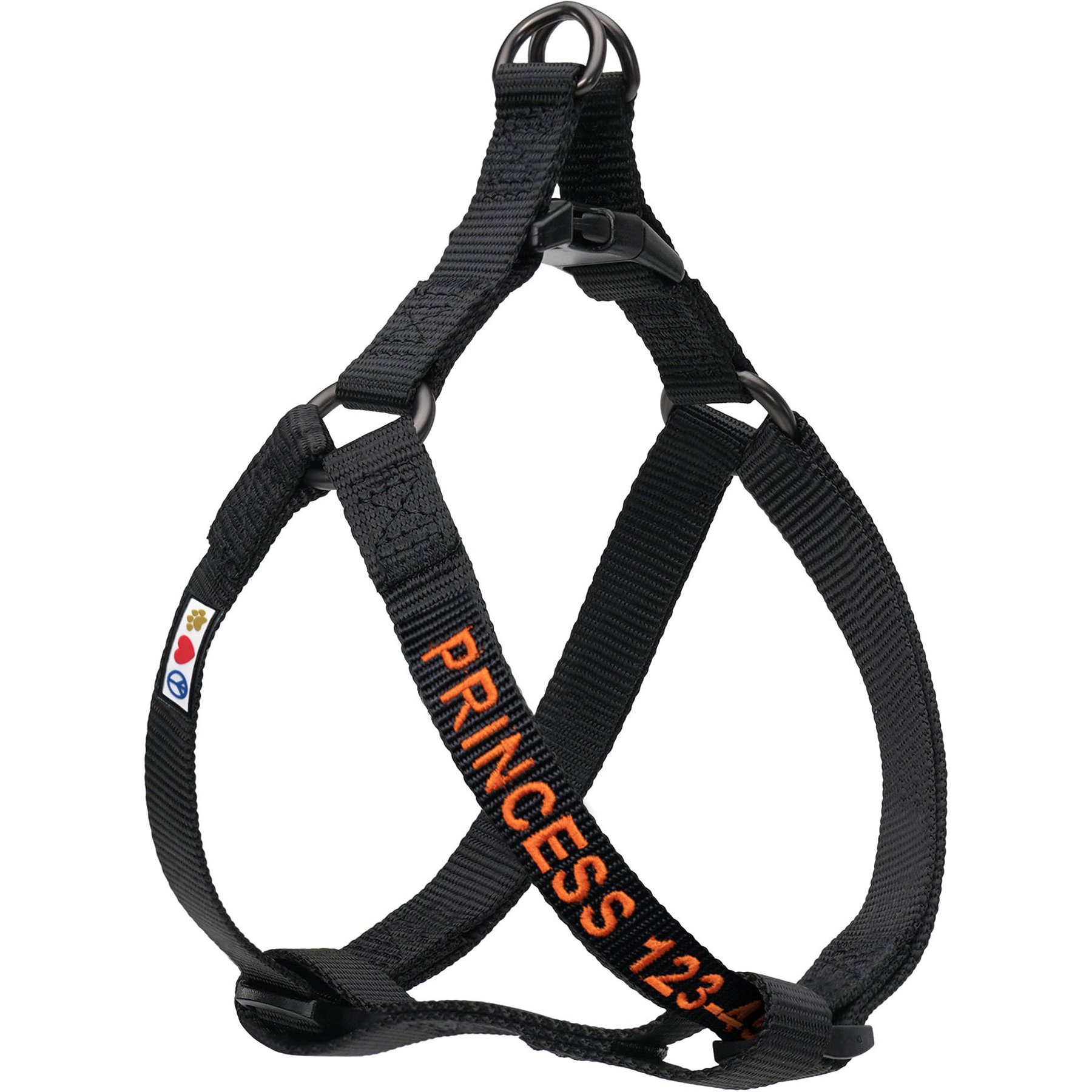 Pawtitas Solid Personalized Dog Harness, Black, Large: 22 to 33-in chest