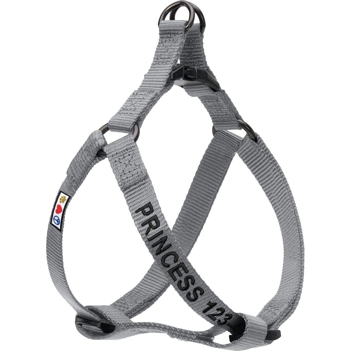 Pawtitas Solid Personalized Dog Harness, Grey, Medium: 18 to 28-in chest