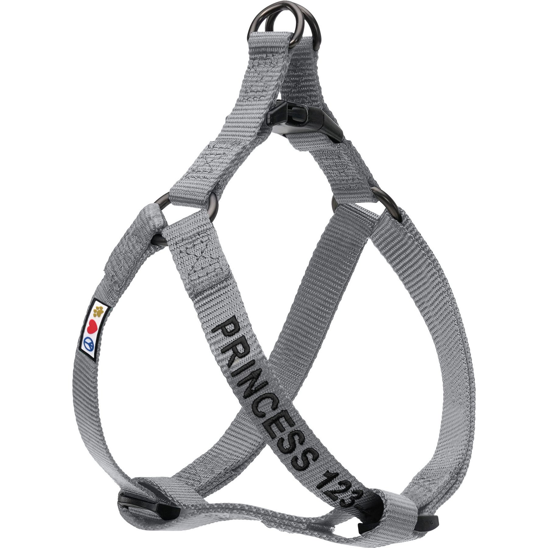 Pawtitas Solid Personalized Dog Harness, Grey, Small: 14 to 21-in chest