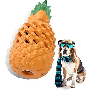 Petopia Pineapple Tough Dog Chew Toy, Orange/Green, Medium