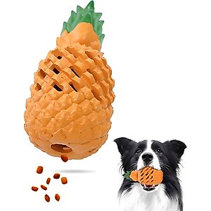 Petopia Pineapple Tough Dog Chew Toy, Orange/Green, Small