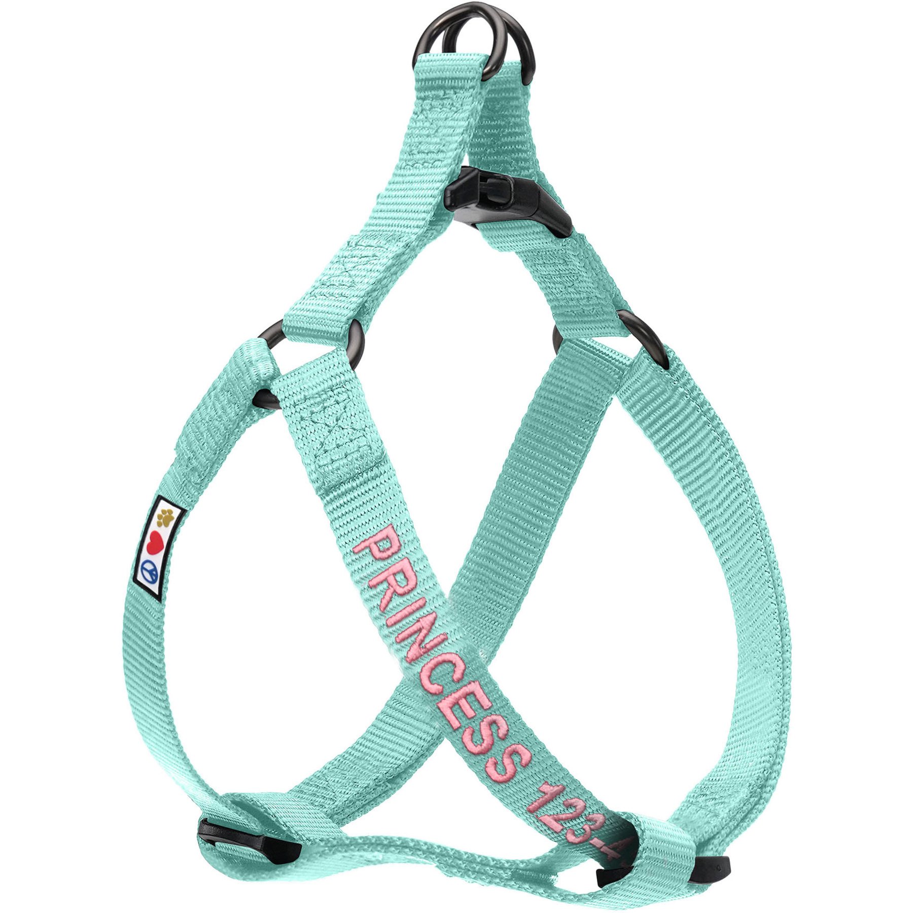 Pawtitas Solid Personalized Dog Harness, Teal, X-Small: 10 to 15-in chest