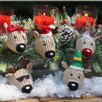 Show full view: HuggleHounds Christmas Santa's Reindeer Wee Huggles Balls Tough Plush Dog Toy, Small, 5 count slide 9 of 9