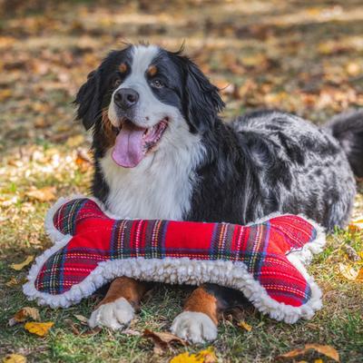 Show full view: HuggleHounds Christmas HuggleFleece Tartan Tidings Bone Tough Plush Dog Toy, X-Large slide 9 of 9