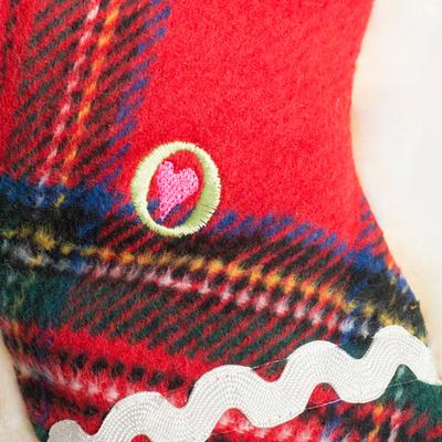 Show full view: HuggleHounds Christmas Plaid McButtons Tough Plush Dog Toy, Large slide 6 of 9