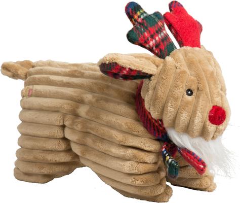 Show full view: HuggleHounds Christmas Tartan Tidings Reindeer Squooshie Tough Plush Dog Toy, Large slide 3 of 9