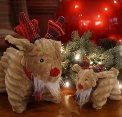 Show full view: HuggleHounds Christmas Tartan Tidings Reindeer Squooshie Tough Plush Dog Toy, Small slide 10 of 10