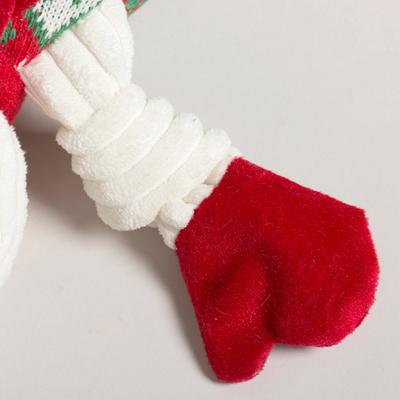 Show full view: HuggleHounds Christmas Wintergreen Snowman Knottie Tough Plush Dog Toy, Small slide 7 of 9