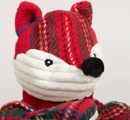 Show full view: HuggleHounds Christmas Tartan Tidings Fox Knottie Tough Plush Dog Toy, Small slide 6 of 11