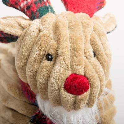 Show full view: HuggleHounds Christmas Tartan Tidings Reindeer Squooshie Tough Plush Dog Toy, Small slide 7 of 10